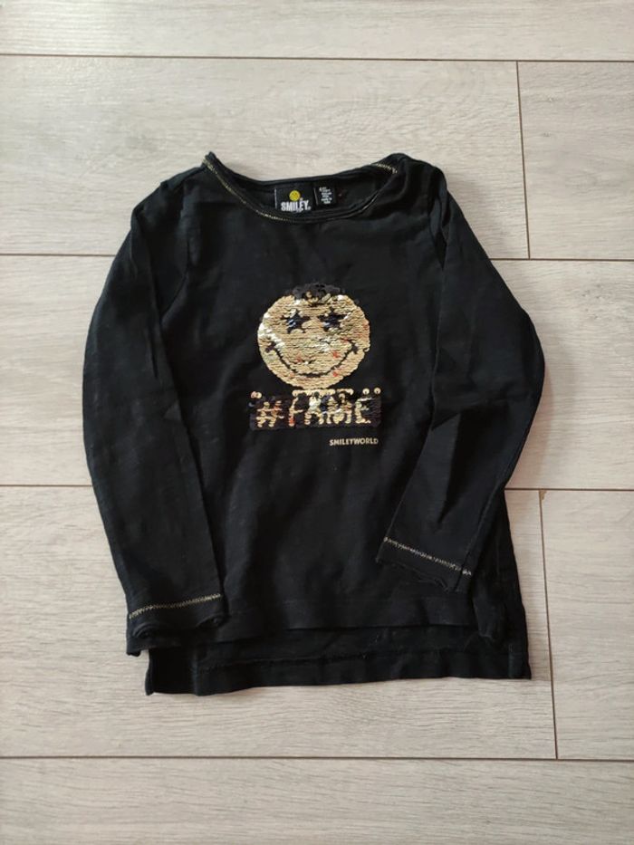 Tee shirt sequins magiques smiley 4 ans