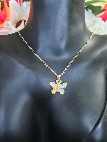 Collier avec son papillon en acier inoxydable