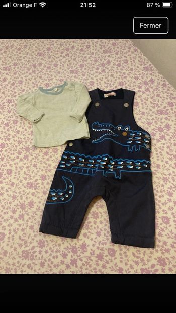 Salopette et haut taille 3 mois
