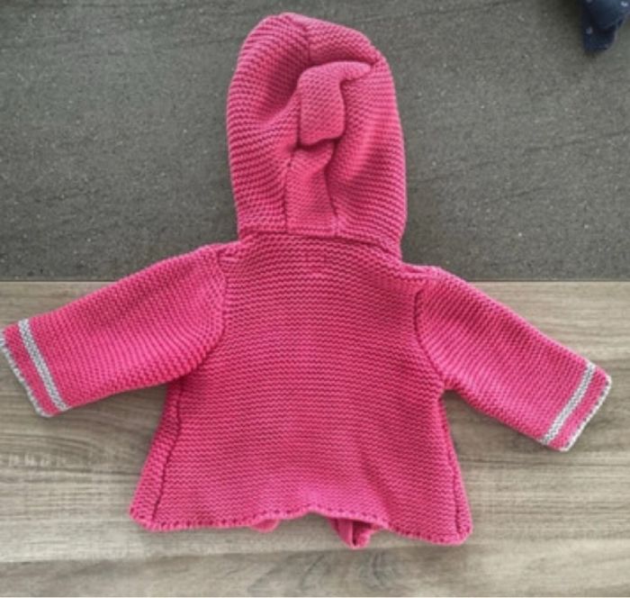 Gilet à maille avec capuche molletonnée Terre de marins taille 3 mois - photo numéro 3