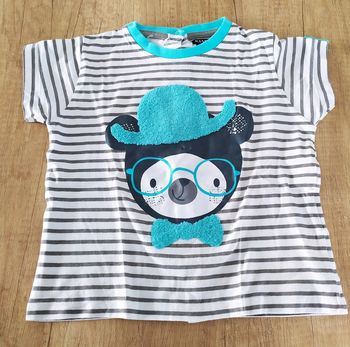T-shirt manches courtes rayé nounours garçon 18 mois Kiabi