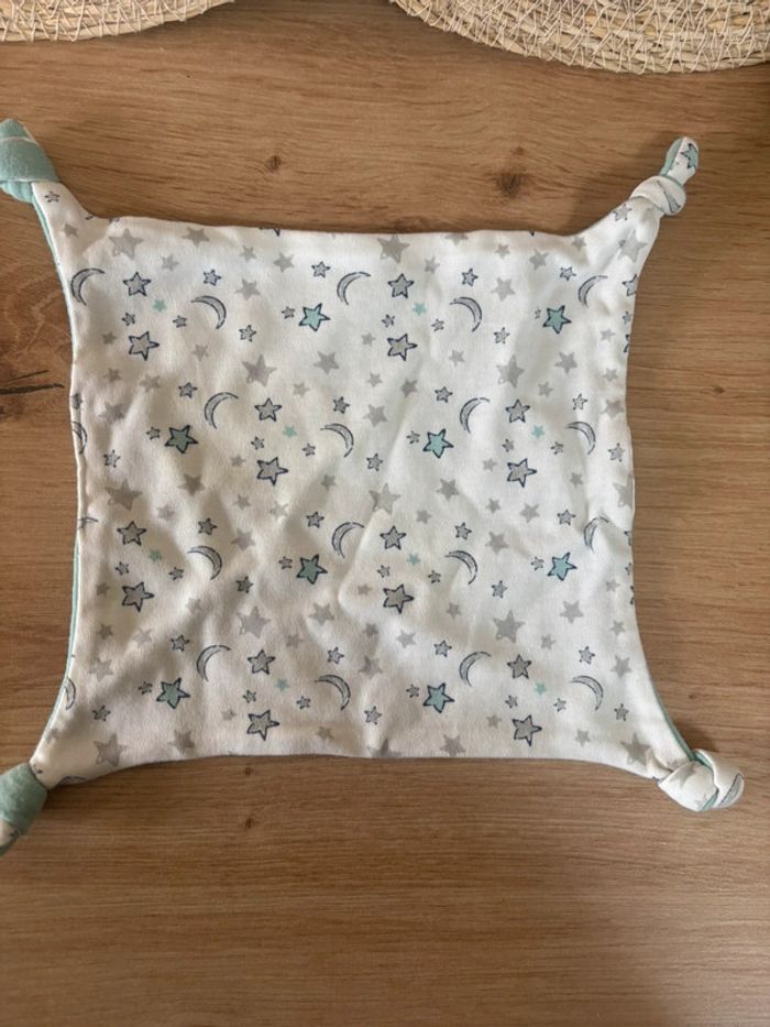 Doudou plat mouchoir 4 noeuds blanc bleu lune étoile pégase sas - photo numéro 2