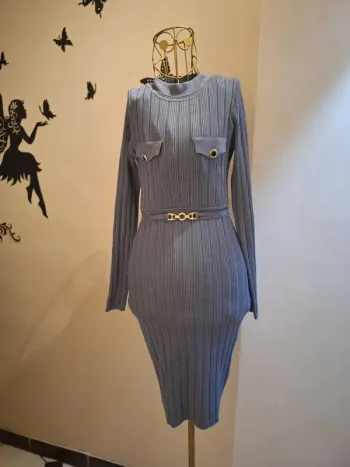 Robe pull bleu grise