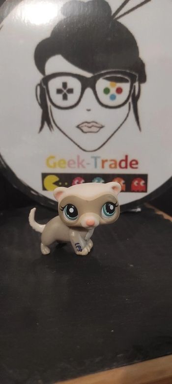 Littlest Petshop LPS furet ferret 1600 Hasbro Authentic Pet shop Grey Gris White