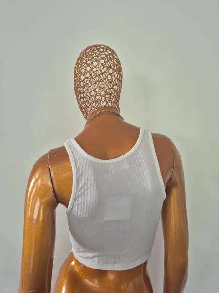 Top Court Blanc Cassé Femme Taille L/40 - photo numéro 2