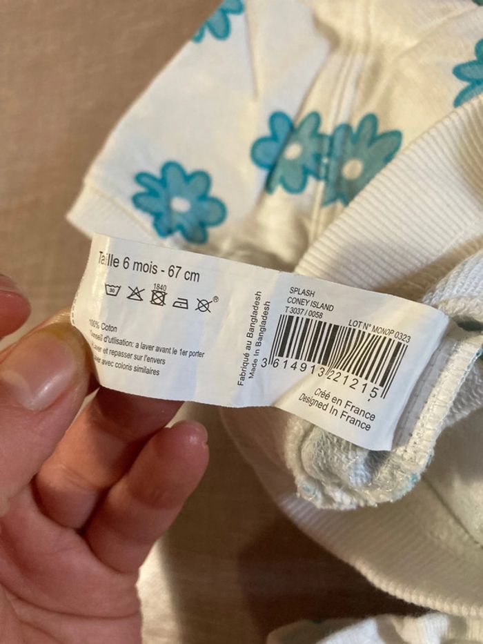 Ensemble bébé Bout’chou 6 mois – imprimé fleurs turquoise - photo numéro 7