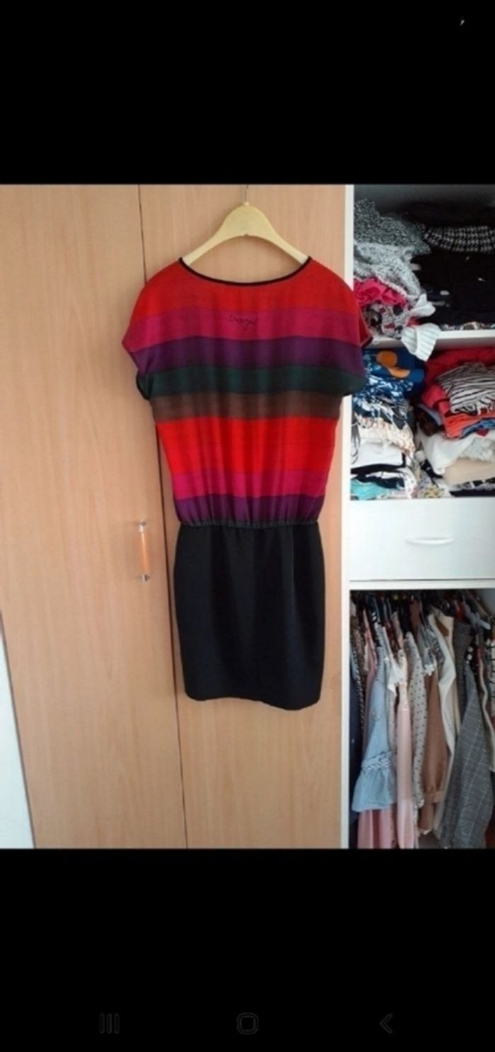 Belle robe desigual t 36 noire multicolore - photo numéro 7