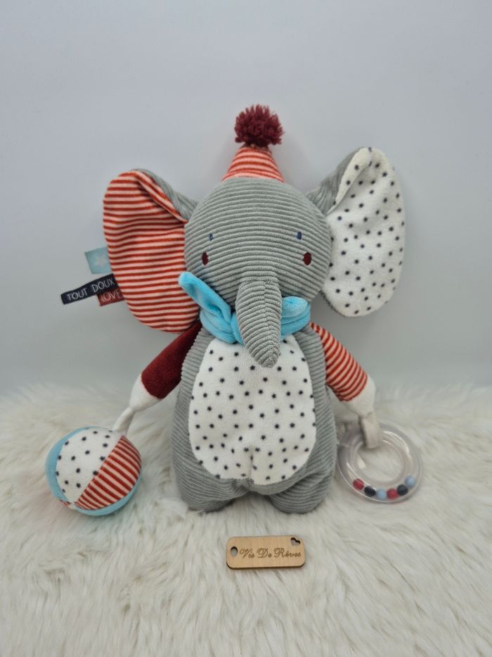 Doudou peluche d’activités éléphant Tape à L'Oeil TAO