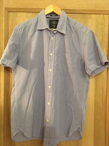 Chemise manches courtes homme H&M carreaux violet blanc