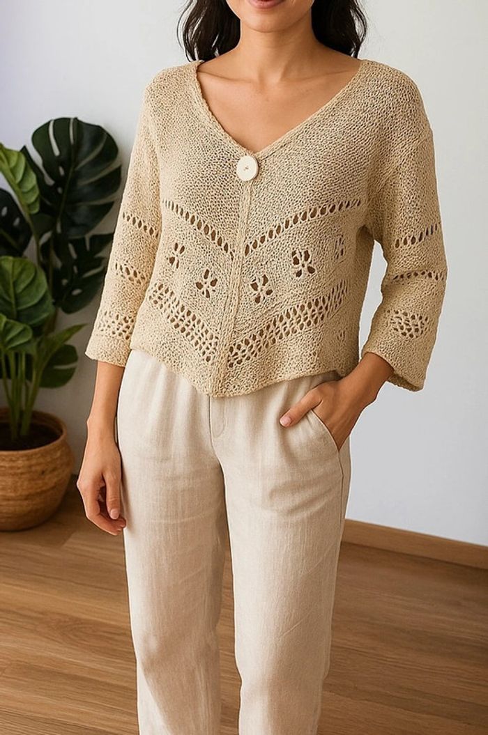 Top bohème en crochet tricot vintage