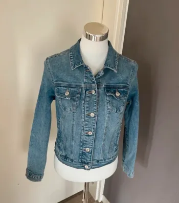 Promod, veste blouson en jean femme, taille 36 bleu clair