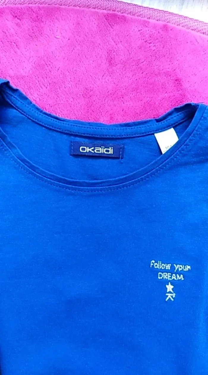 Tee shirt bleu ML Okaidi 10 ans - photo numéro 2