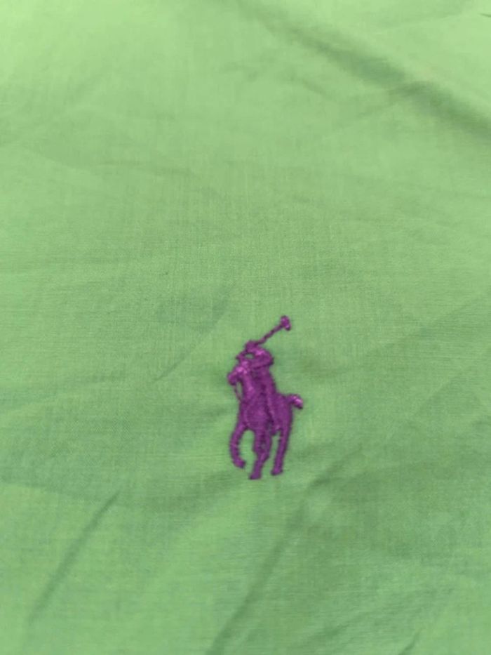Chemise Ralph Lauren - Slim Fit - Logo brodé violet - Vert clair - Taille XL - photo numéro 7