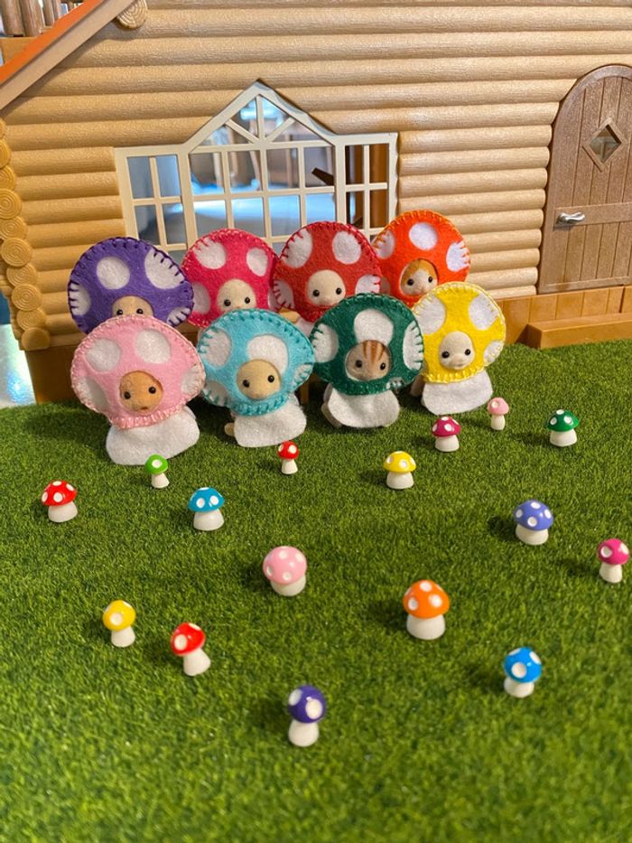 Bébé chien, caniche Sylvanian, déguisement, champignons, vêtements - photo numéro 3