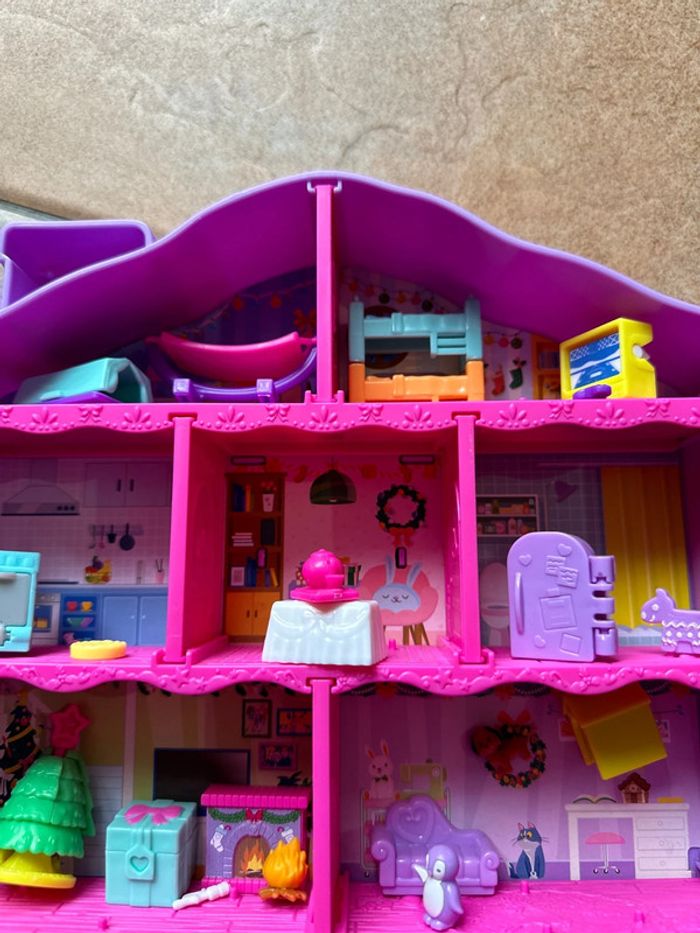 Maison Polly Pocket avec 2 figurines et accessoires en parfait état - photo numéro 3