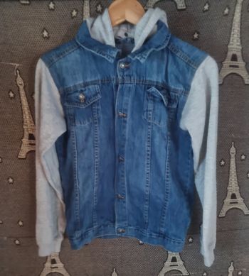 Veste en jean bi-matiere 14ans mixte