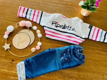 Ensemble tee-shirts et jeans bébé fille - 6 mois
