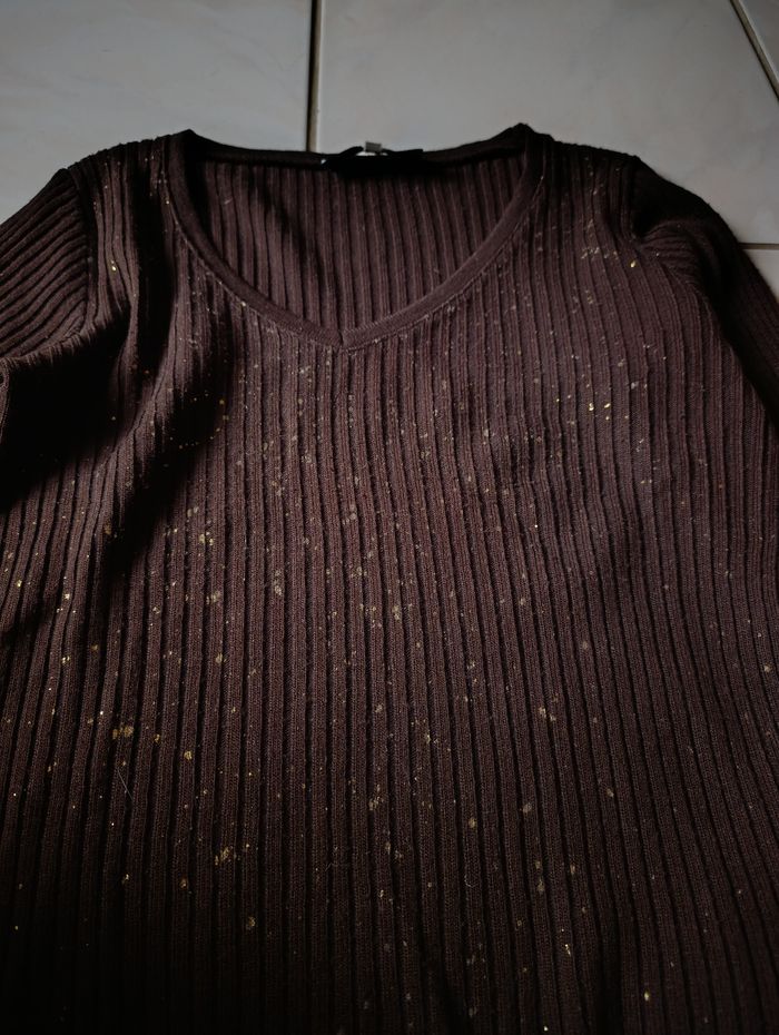 Pull brun et doré - photo numéro 3