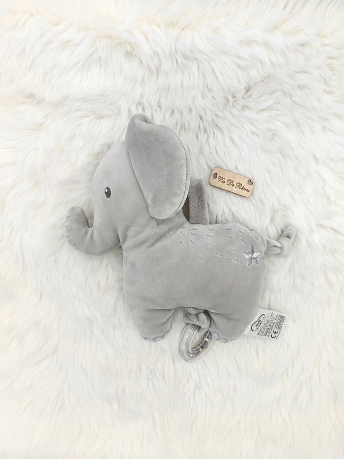 Doudou Peluche Éléphant musical Gris Argenté Mots D'enfants - photo numéro 2