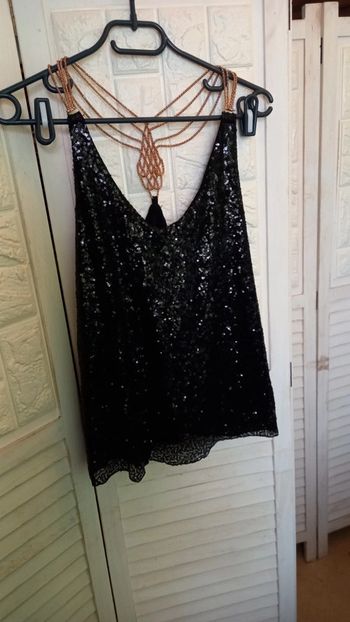 Dos nu débardeur noir brillants Taille : U