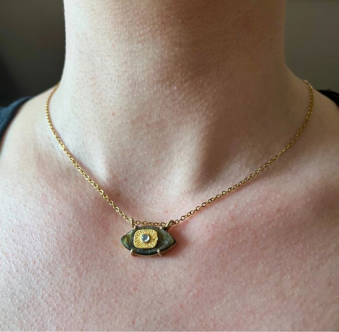 Collier talisman œil Labradorite - photo numéro 3