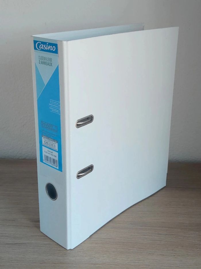 Classeur à levier carton blanc / Casino - A4 / Dos 75mm