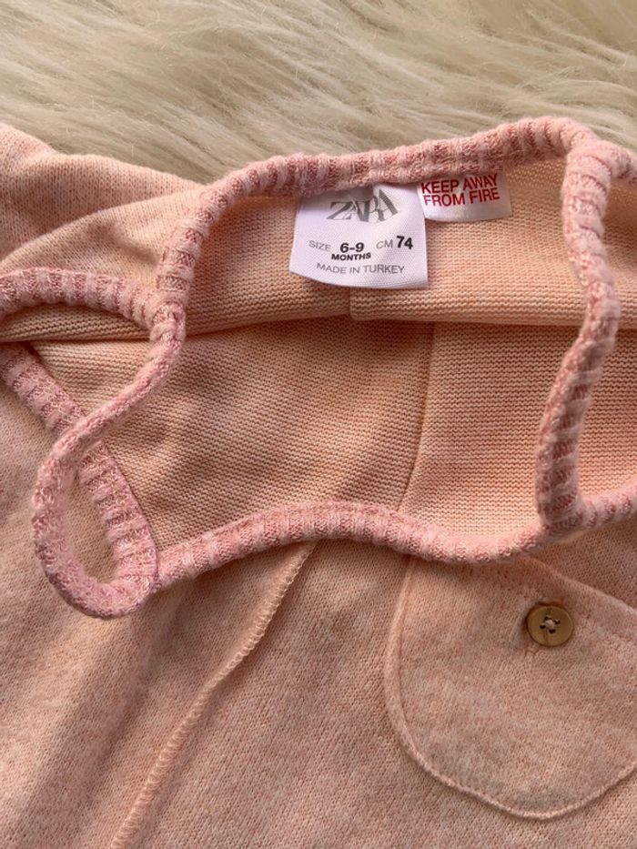 Fille 👧🏻 Combinaison en maille rose/corail - zara 6/9 mois - photo numéro 4