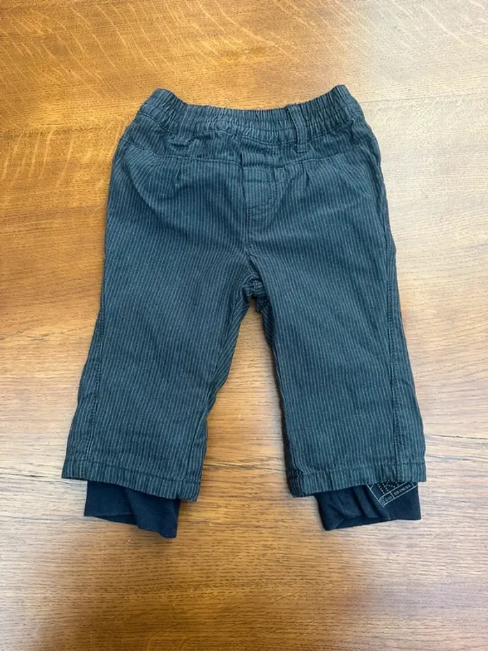 Pantalon IKKS double 6 mois noir rayés - photo numéro 2