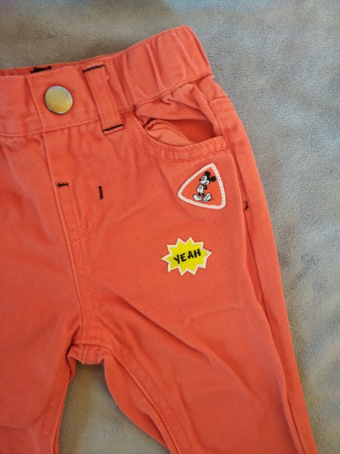 Pantalon style jeans orange Mickey Disney Baby 100% coton - photo numéro 5