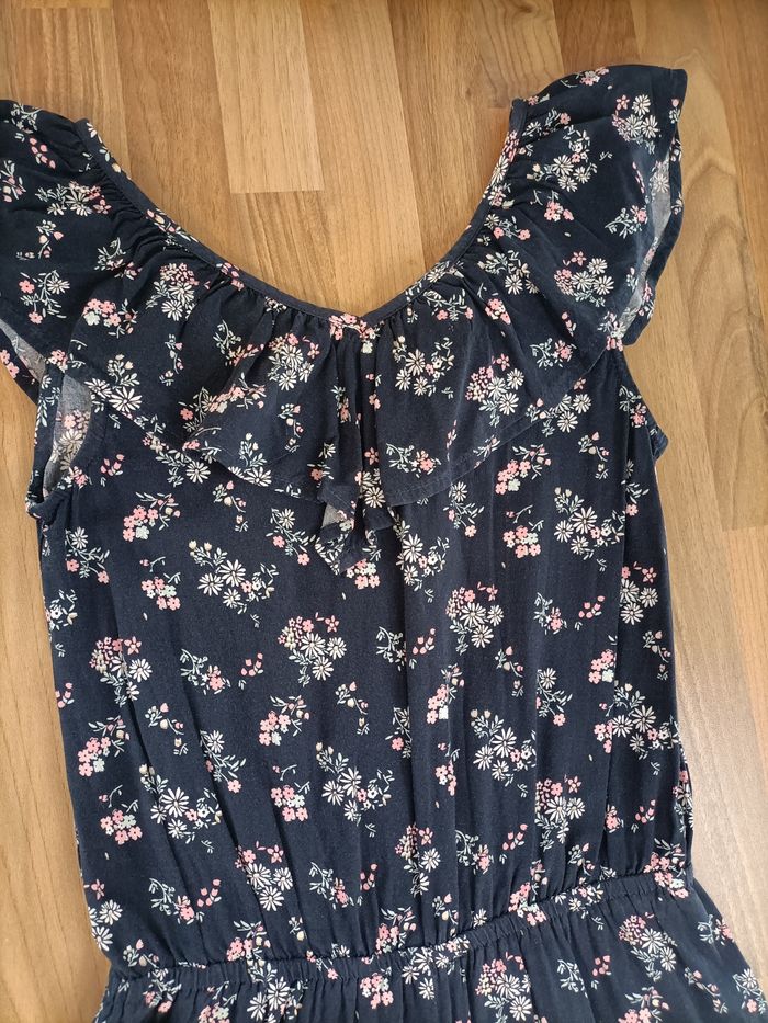 Jolie Combi pantalon bleu marine fleuri 8 ans Gémo - photo numéro 5