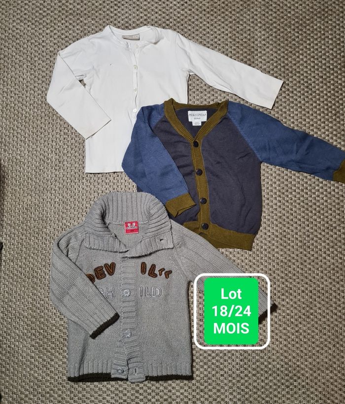 Lot de 3 gilets à boutons - 18/24 mois