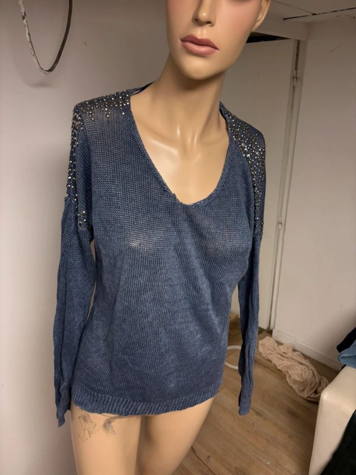 Pull Gérard Darel Femme - Col V - Maille Bleue - Taille M - photo numéro 6