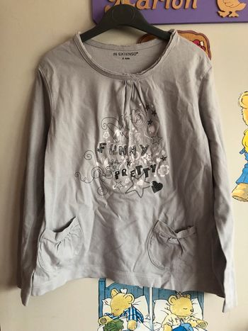 Tee shirt à manches longues gris à motifs, taille 6 ans, marque In Extenso.