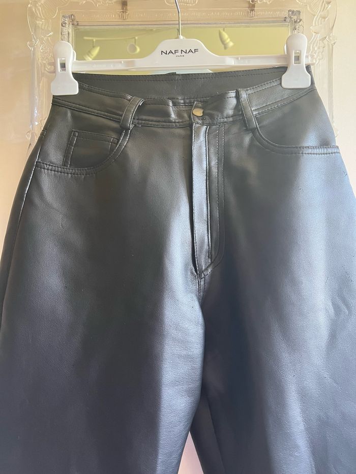 Pantalon droit noir taille haute en cuir Scenic 38 - photo numéro 4