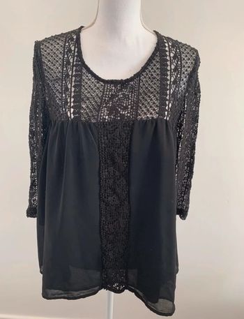 Blouse gothique en crochet et voile Vintage T40