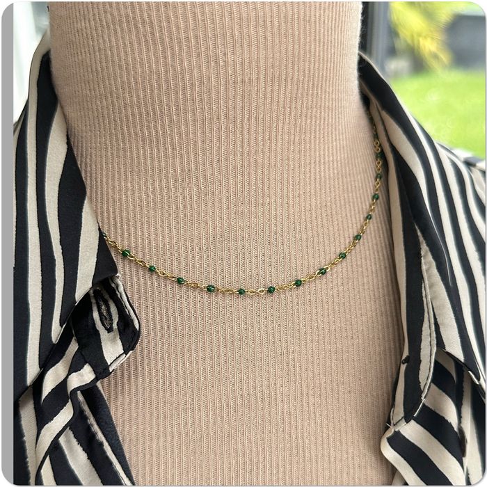 Collier perles résine email or acier - Ateliersdisa collection - photo numéro 6