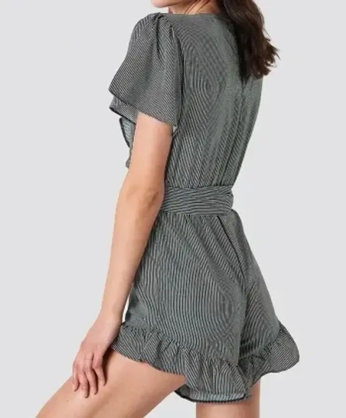 Combishort à rayures noir et blanc style bouffante NA-KD Taille M - photo numéro 6