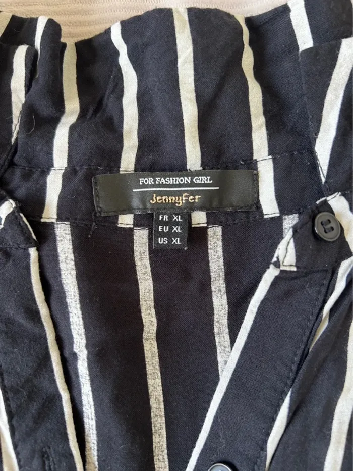 Robe-chemise rayée noir et blanc Jennyfer - Taille XL - photo numéro 3
