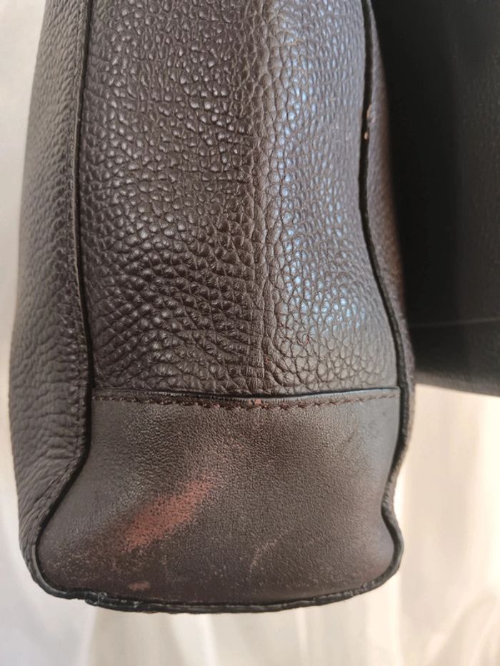 Lancel | saccoche cuir grainé marron foncé - photo numéro 7