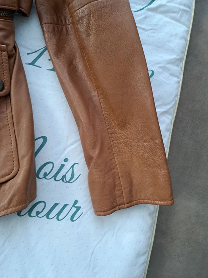 Veste en cuir Camel - photo numéro 4