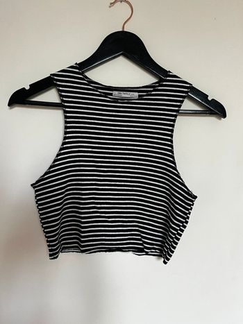 Crop top rayé noir et blanc