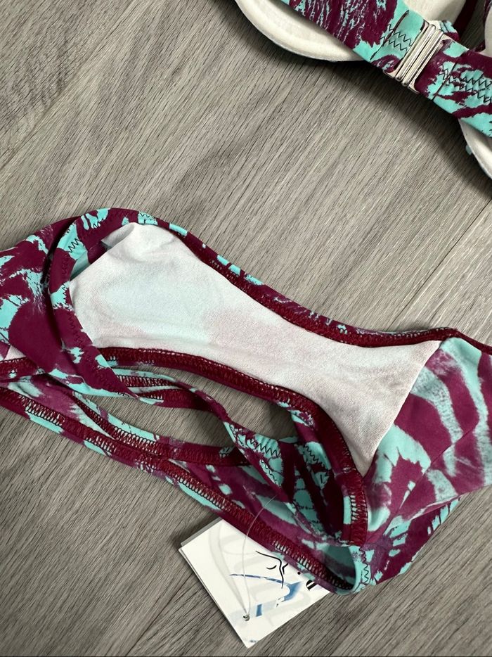 Maillot de bain deux pièces bleu turquoise et violet Pain de Sucre T36 S - photo numéro 8