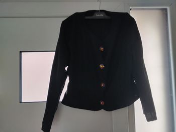 Petite veste noire vintage boutons bijoux colorés – Défaut intérieur