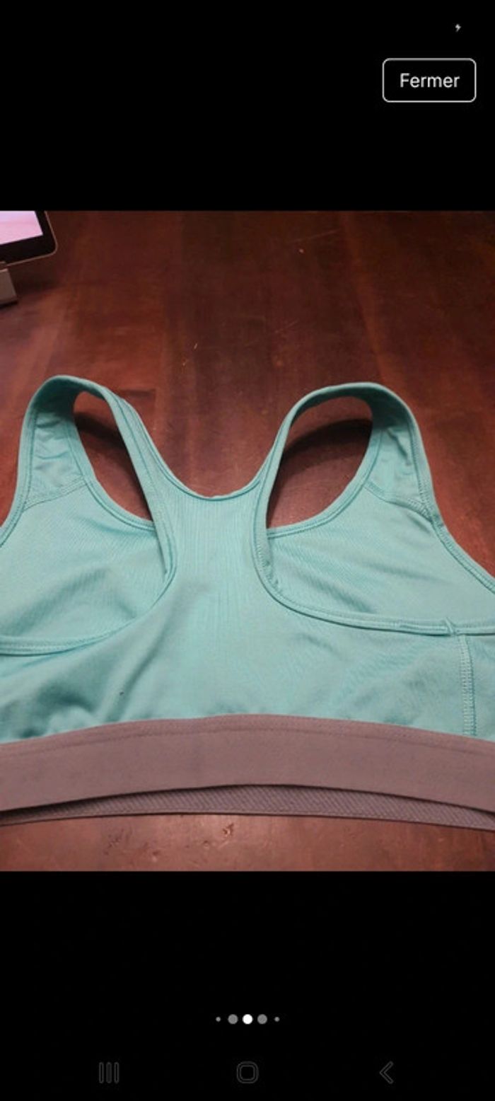 Brassière de sport tourquoise/gris Nike taille S - photo numéro 13