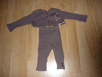 ensemble marron fille gilet + legging 12 mois
