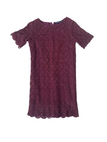 Robe bordeaux en crochet doublée taille 40 neuve