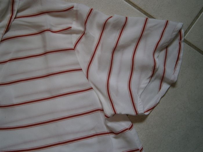 Chemisier MC blanc rayé rouge AMERICAN VINTAGE Taille 42 - photo numéro 5