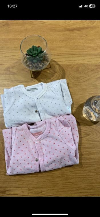 🖤 lot de 2 pyjama velours bébé fille 1 mois 🖤