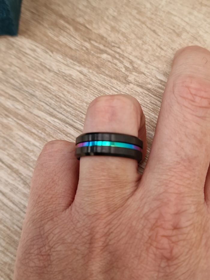 Bague Acier Inoxydable Noir Et Cameleon Multicolore - photo numéro 10