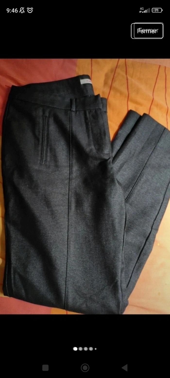 Pantalon Neuf noir Camaïeu avec reflets brillants femme 38